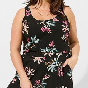 TORRID | *NEW* Hi-Low Challis Tank Top | Black | Floral | 5x